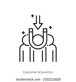 Customer Acquisition Icon. Outline Style Icon Design Isolated On White Background