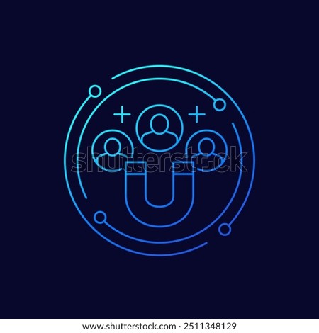 Customer acquisition or retention icon, linear design