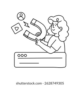 Ilustrações do outline do vetor de Aquisição do Cliente. Arquivo EPS 10
