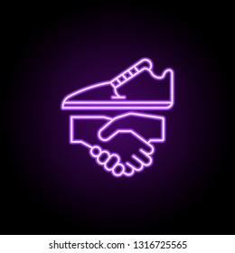 customer activation, handshake icon. Elements of Growth hacking in neon style icons. Simple icon for websites, web design, mobile app, info graphics
