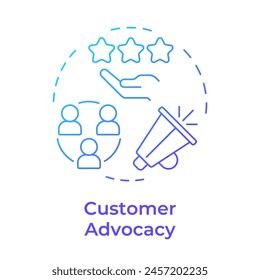 Customer advocacy blue gradient concept icon. Client satisfaction, user experience. Round shape line illustration. Abstract idea. Graphic design. Easy to use in infographic, presentation