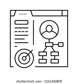 vector de icono de línea de informe de análisis de cliente. firma de informe de análisis de clientes. símbolo de contorno aislado ilustración negra
