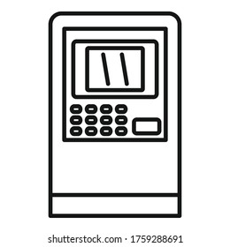 Icono de atm de cliente. Icono de vector de atm de cliente de esquema para diseño web aislado en fondo blanco