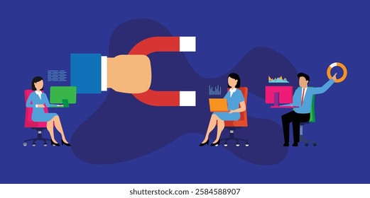 Customer Attraction and Digital Marketing 2d flat vector illustrations