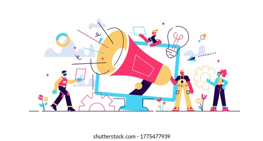 Customer Attraction, Social Media Promotion. Digital Marketing Team, Marketing Team Metrics, Marketing Team Lead, Marketing Team Responsibilities Concept. Vector Isolated Concept Creative Illustration