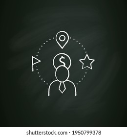 Customer attributes chalk icon. Non-personal labels used to group behavioral data into personal groups.Customer data concept.Isolated vector illustration on chalkboard
