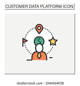 Customer attributes color icon. Non-personal labels used to group behavioral data into personal groups.Customer data concept. Isolated vector illustration