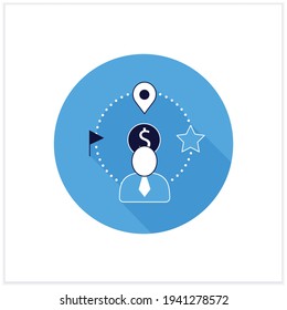 Customer attributes flat icon. Non-personal labels used to group behavioral data into personal groups.Customer data concept. Vector illustration