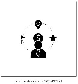 Customer attributes glyph icon.Non-personal labels group behavioral data into personal groups.Filled flat sign. Isolated silhouette vector illustration