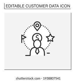 Icono de línea de atributos del cliente. Etiquetas no personales utilizadas para agrupar datos de comportamiento en grupos personales.Concepto de datos de clientes. Ilustración vectorial aislada.Icono editable