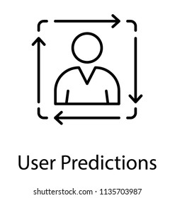 
Customer avatar with rotating arrows defining user behaviour prediction concept
