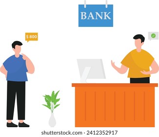"Customer Banking Illustration" captura visualmente la interacción fluida entre clientes y servicios bancarios, enfatizando interfaces fáciles de usar y diversas características para lograr una financiación satisfactoria. 