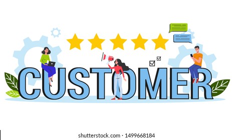 Customer banner concept. Idea of communication and service. Relationship with consumer. Flat vector illustration
