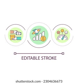 Customer based service loop concept icon. Increasing client satisfaction. Business development abstract idea thin line illustration. Isolated outline drawing. Editable stroke. Arial font used