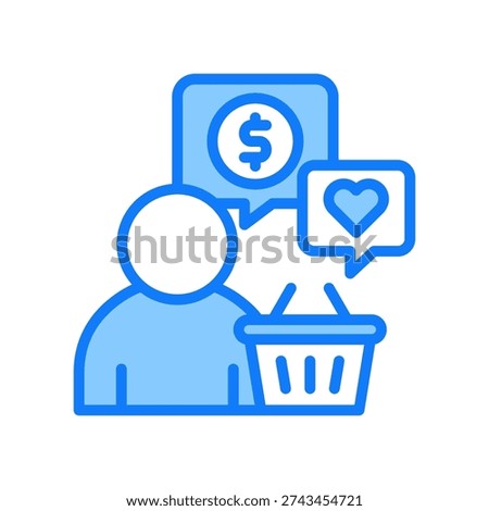 Customer Behavior Icon Blue Vector Illustration