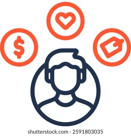 Customer Behavior Icon Color Line Vector Illustration
