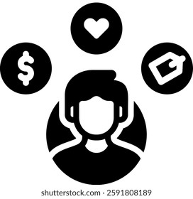 Customer Behavior Icon Glyph Vector Illustration