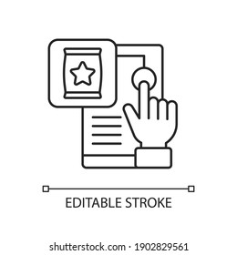 Customer behavior linear icon. Study of individuals and organizations and how they select. Thin line customizable illustration. Contour symbol. Vector isolated outline drawing. Editable stroke