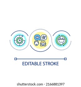 Customer Behaviour Loop Concept Icon. New Consumer Habits. Digital First Reality. Business Strategy Abstract Idea Thin Line Illustration. Isolated Outline Drawing. Editable Stroke. Arial Font Used