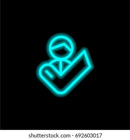 Customer blue glowing neon ui ux icon. Glowing sign logo vector