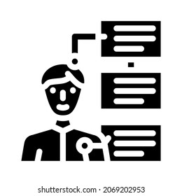 vector de icono de glifo de inteligencia de negocios de cliente.  para abrir el Navegador. símbolo de contorno aislado ilustración negra