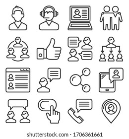 Customer and Business People Icons Set. Line Style Vector