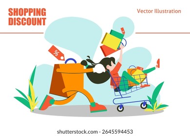 Customer Buy sale item in online shop concept illustration