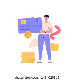 Customer buying online with virtual bank e-card. Client using mobile bank service. Woman saving money in profitable deposit. Set of online payment, mobile bank, safe bank deposit. Vector illustrations