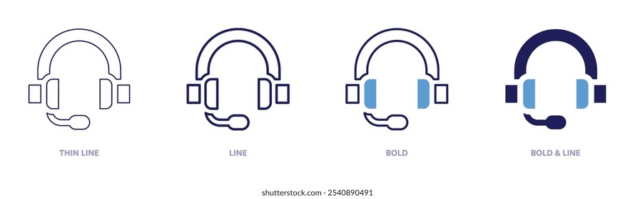 Customer callback services icon in 4 different styles. Thin Line, Line, Bold, and Bold Line. Duotone style. Editable stroke.