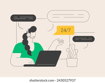 Ilustración de vector de concepto abstracto de atención al cliente. Contacto con el cliente, servicio personalizado, experiencia de atención al cliente, estándar de comunicación corporativa, metáfora abstracta de soporte técnico en línea.