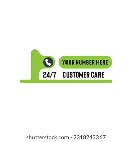 Customer care banner flat style vector graphic with phone icon in circle frame with text suit for customer care icon in your business product