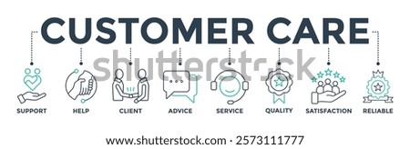Customer care banner web icon for customer support and telemarketing service