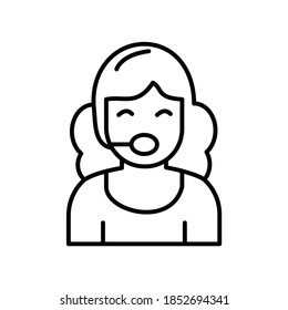 Customer Care Call Center Agent Avatar Line icon