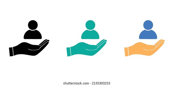 Customer care concept vector icon. Customer retention service support modern icon, symbol isolated on white background with two different color concepts.