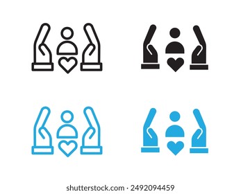 Customer care icon black and white vector outline sign