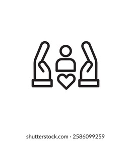 Customer care icon black and white vector outline sign
