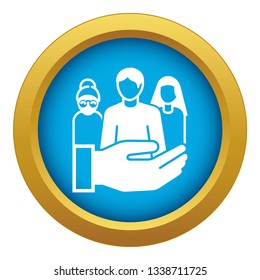 Customer care icon blue vector isolated on white background for any design