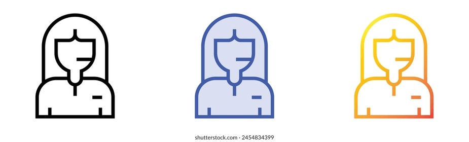 Icono de atención al Cliente. Diseño de estilo de relleno lineal, azul y degradado aislado sobre fondo blanco