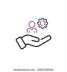customer care icon, patient assistance, management support and help client, thin line symbol on white background - editable stroke vector illustration