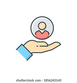 Customer Care Icon. Customer Retention Patient Assistance Icon. Service Support Icon, Color, Line, Outline Vector Sign, Linear Style Pictogram Isolated On White. Symbol, Logo Illustration