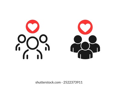 Customer care icon set in flat. Social help symbol on white. Retention client sign in black. Support service icon. People protection, safety symbol. Vector illustration for graphic design, logo, UI