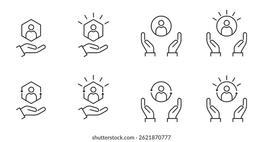 Customer Care icon set. Customer Care vector icon in line design for web design, logo and mobile app. Symbol of Custumer Care on white background.