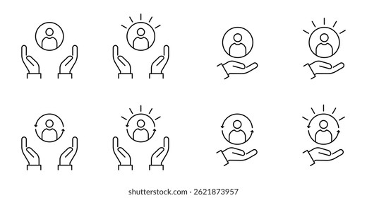 Customer Care Icon set. Customer Care Vector Icon in line style design. Customer Care Symbol. Vector illustration.