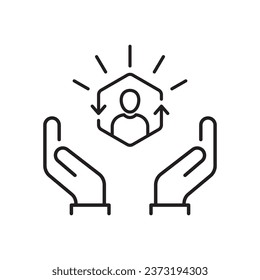 customer care icon in thin line style,  customer inclusive service, line symbol isolated on white background 