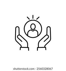 customer care icon in thin line style, customer inclusive service, line symbol isolated on white background