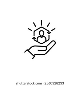 customer care icon in thin line style, customer inclusive service, line symbol isolated on white background