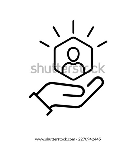 customer care icon with thin line hands. simple linear trend human resource logotype graphic stroke design. concept of individual people choice or good feedback and narrow control or search talent