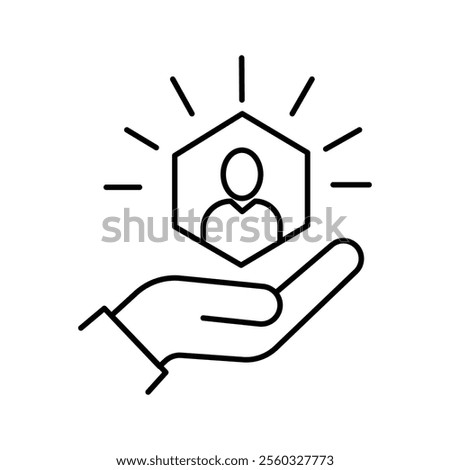 customer care icon with thin line hands. simple linear trend human resource logotype graphic stroke design.