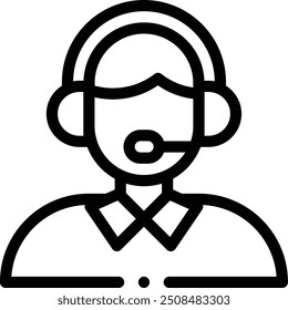 Icono de atención Cliente. Diseño De Estilo Lineal Delgado Aislado Sobre Fondo Blanco