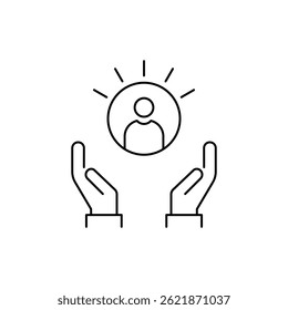 Kundenbetreuungssymbol. Customer Care Vektorsymbol im Liniendesign für Webdesign, Logo und mobile App. Symbol der Kundenbetreuung auf weißem Hintergrund.